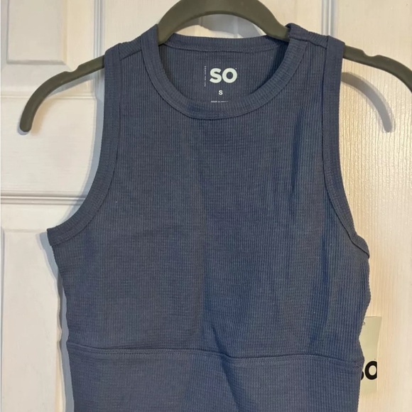 Juniors SO Waffle Cropped Tank Bundle - Blue - Black - Small - EUC and BNWT - Picture 2 of 7